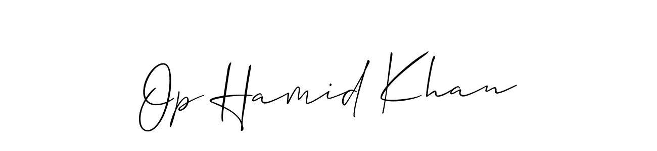 It looks lik you need a new signature style for name Op Hamid Khan. Design unique handwritten (Allison_Script) signature with our free signature maker in just a few clicks. Op Hamid Khan signature style 2 images and pictures png