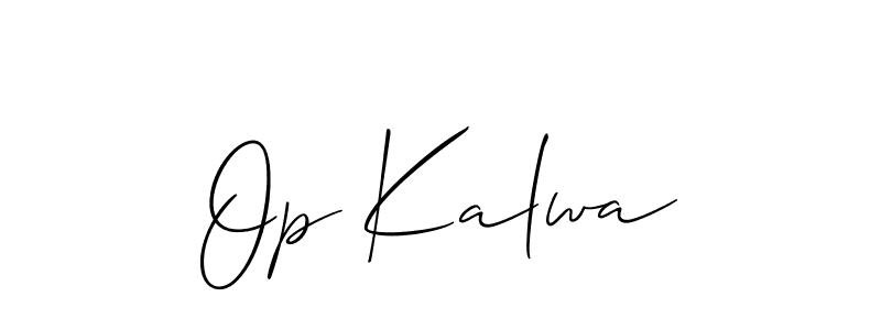 How to make Op Kalwa name signature. Use Allison_Script style for creating short signs online. This is the latest handwritten sign. Op Kalwa signature style 2 images and pictures png