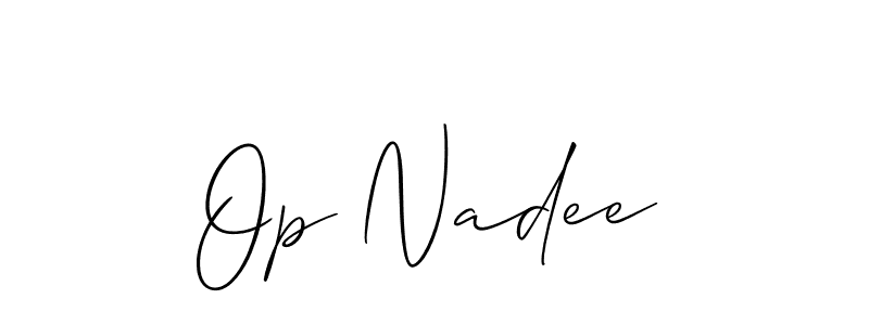 Make a beautiful signature design for name Op Nadee. With this signature (Allison_Script) style, you can create a handwritten signature for free. Op Nadee signature style 2 images and pictures png