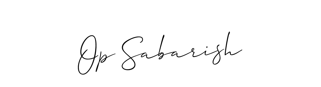 Also You can easily find your signature by using the search form. We will create Op Sabarish name handwritten signature images for you free of cost using Allison_Script sign style. Op Sabarish signature style 2 images and pictures png