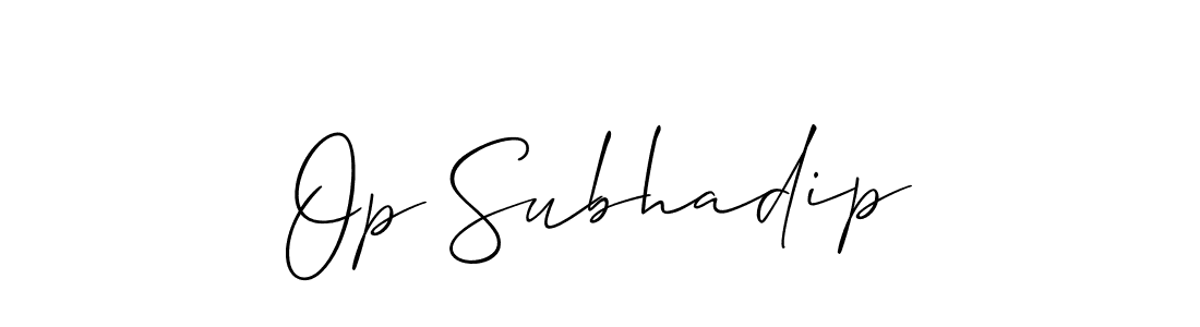 Make a beautiful signature design for name Op Subhadip. With this signature (Allison_Script) style, you can create a handwritten signature for free. Op Subhadip signature style 2 images and pictures png