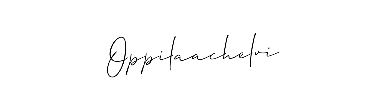 The best way (Allison_Script) to make a short signature is to pick only two or three words in your name. The name Oppilaachelvi include a total of six letters. For converting this name. Oppilaachelvi signature style 2 images and pictures png