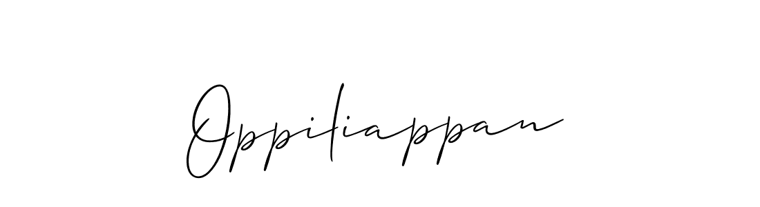 Make a beautiful signature design for name Oppiliappan. With this signature (Allison_Script) style, you can create a handwritten signature for free. Oppiliappan signature style 2 images and pictures png