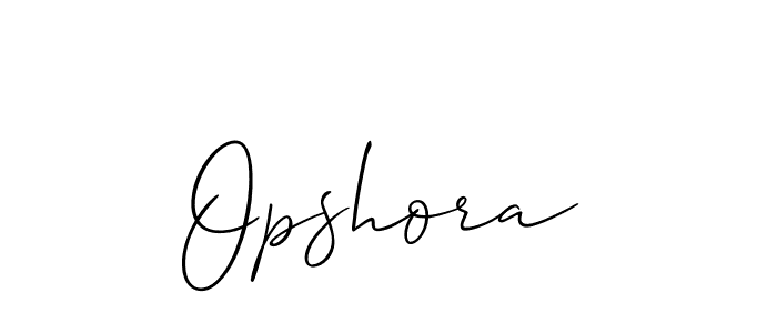 Use a signature maker to create a handwritten signature online. With this signature software, you can design (Allison_Script) your own signature for name Opshora. Opshora signature style 2 images and pictures png