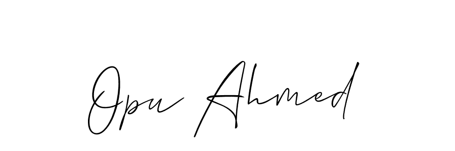 It looks lik you need a new signature style for name Opu Ahmed. Design unique handwritten (Allison_Script) signature with our free signature maker in just a few clicks. Opu Ahmed signature style 2 images and pictures png