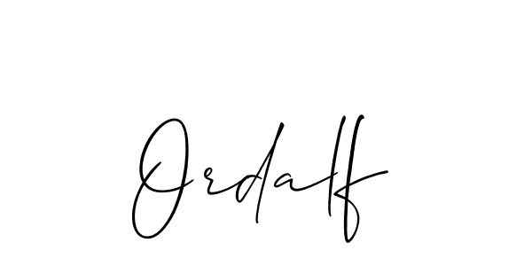 Design your own signature with our free online signature maker. With this signature software, you can create a handwritten (Allison_Script) signature for name Ordalf. Ordalf signature style 2 images and pictures png