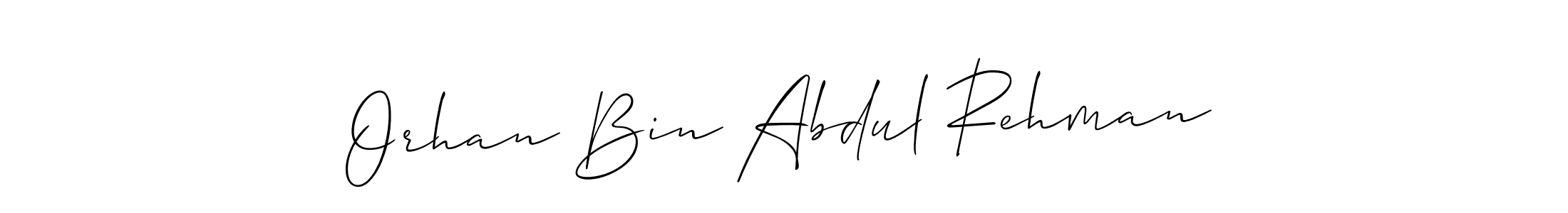 How to make Orhan Bin Abdul Rehman name signature. Use Allison_Script style for creating short signs online. This is the latest handwritten sign. Orhan Bin Abdul Rehman signature style 2 images and pictures png