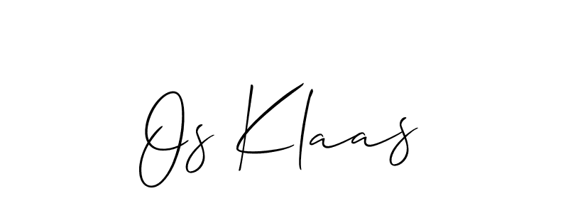 Use a signature maker to create a handwritten signature online. With this signature software, you can design (Allison_Script) your own signature for name Os Klaas. Os Klaas signature style 2 images and pictures png