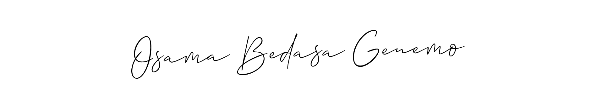 The best way (Allison_Script) to make a short signature is to pick only two or three words in your name. The name Osama Bedasa Genemo include a total of six letters. For converting this name. Osama Bedasa Genemo signature style 2 images and pictures png