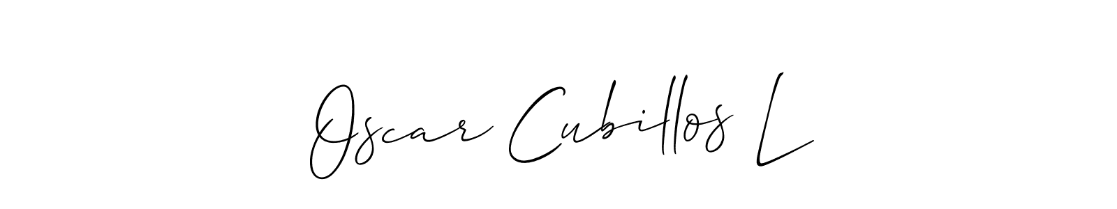 Make a short Oscar Cubillos L signature style. Manage your documents anywhere anytime using Allison_Script. Create and add eSignatures, submit forms, share and send files easily. Oscar Cubillos L signature style 2 images and pictures png
