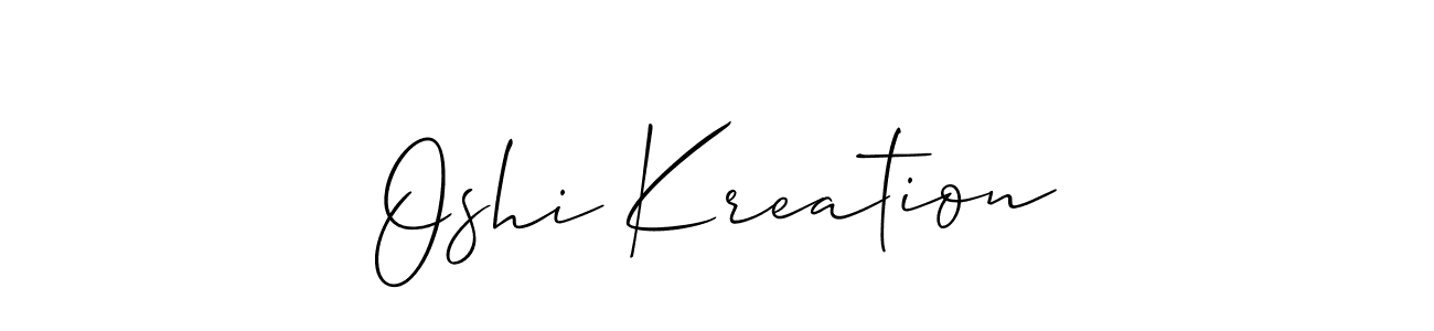 Make a beautiful signature design for name Oshi Kreation. With this signature (Allison_Script) style, you can create a handwritten signature for free. Oshi Kreation signature style 2 images and pictures png