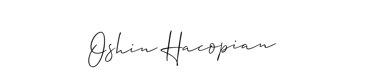 The best way (Allison_Script) to make a short signature is to pick only two or three words in your name. The name Oshin Hacopian include a total of six letters. For converting this name. Oshin Hacopian signature style 2 images and pictures png