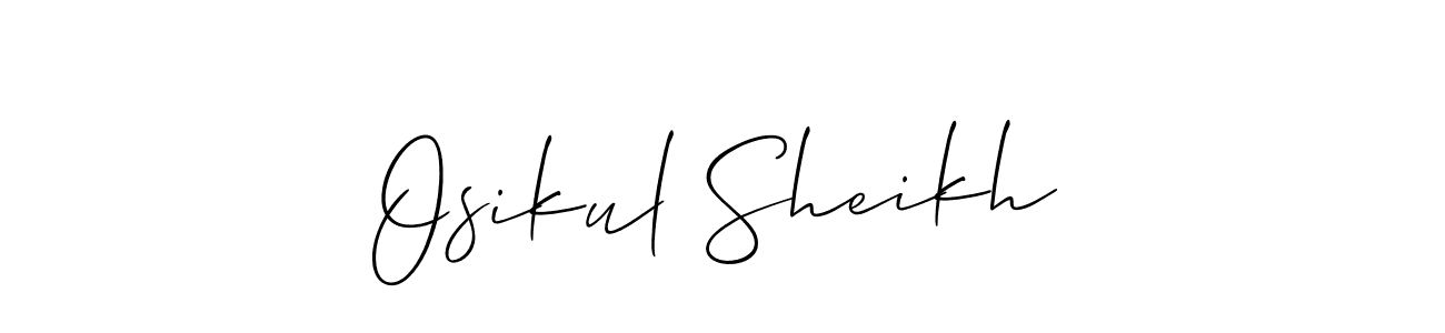 Make a beautiful signature design for name Osikul Sheikh. With this signature (Allison_Script) style, you can create a handwritten signature for free. Osikul Sheikh signature style 2 images and pictures png