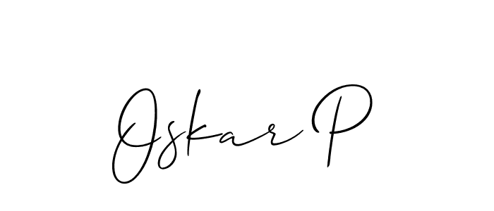 Also we have Oskar P name is the best signature style. Create professional handwritten signature collection using Allison_Script autograph style. Oskar P signature style 2 images and pictures png