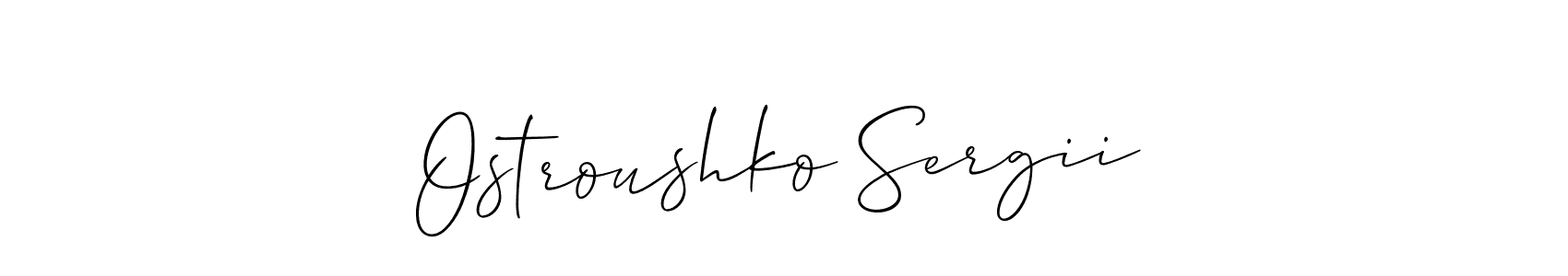 Make a short Ostroushko Sergii signature style. Manage your documents anywhere anytime using Allison_Script. Create and add eSignatures, submit forms, share and send files easily. Ostroushko Sergii signature style 2 images and pictures png