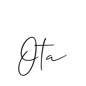 You should practise on your own different ways (Allison_Script) to write your name (Ota) in signature. don't let someone else do it for you. Ota signature style 2 images and pictures png