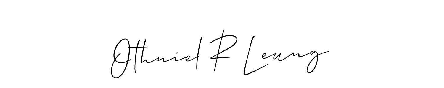 Create a beautiful signature design for name Othniel R Leung. With this signature (Allison_Script) fonts, you can make a handwritten signature for free. Othniel R Leung signature style 2 images and pictures png