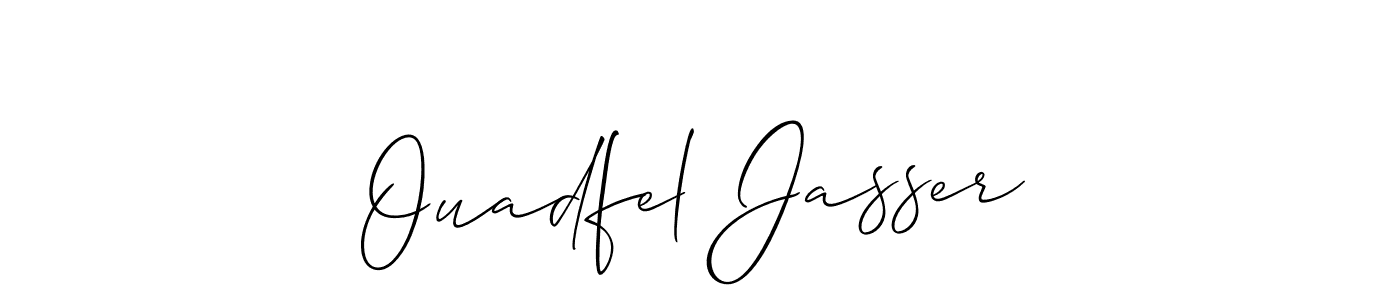 You should practise on your own different ways (Allison_Script) to write your name (Ouadfel Jasser) in signature. don't let someone else do it for you. Ouadfel Jasser signature style 2 images and pictures png