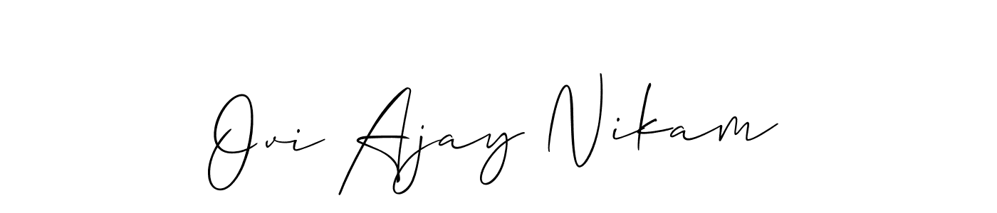 Similarly Allison_Script is the best handwritten signature design. Signature creator online .You can use it as an online autograph creator for name Ovi Ajay Nikam. Ovi Ajay Nikam signature style 2 images and pictures png