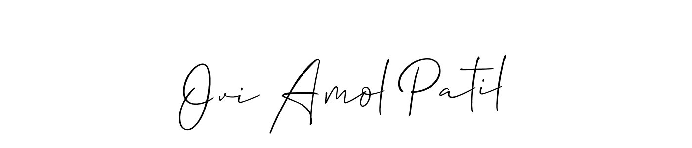 How to make Ovi Amol Patil name signature. Use Allison_Script style for creating short signs online. This is the latest handwritten sign. Ovi Amol Patil signature style 2 images and pictures png