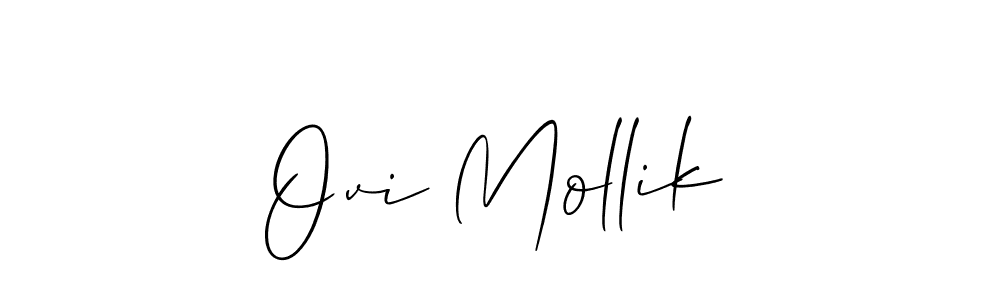 How to make Ovi Mollik name signature. Use Allison_Script style for creating short signs online. This is the latest handwritten sign. Ovi Mollik signature style 2 images and pictures png