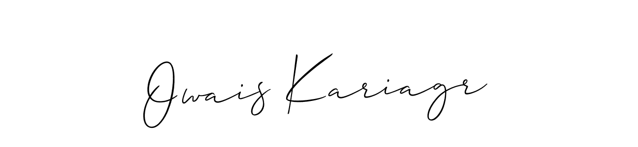 The best way (Allison_Script) to make a short signature is to pick only two or three words in your name. The name Owais Kariagr include a total of six letters. For converting this name. Owais Kariagr signature style 2 images and pictures png