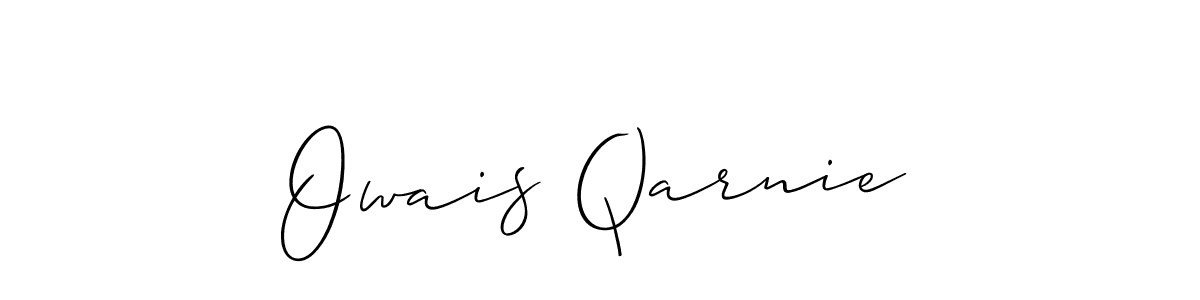 The best way (Allison_Script) to make a short signature is to pick only two or three words in your name. The name Owais Qarnie include a total of six letters. For converting this name. Owais Qarnie signature style 2 images and pictures png