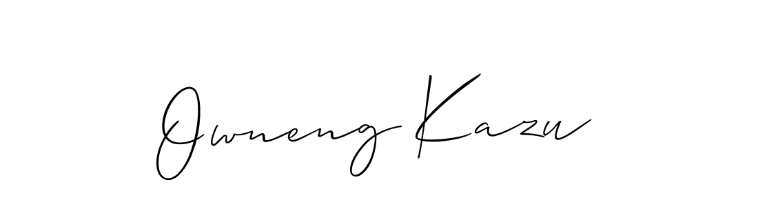 How to Draw Owneng Kazu signature style? Allison_Script is a latest design signature styles for name Owneng Kazu. Owneng Kazu signature style 2 images and pictures png