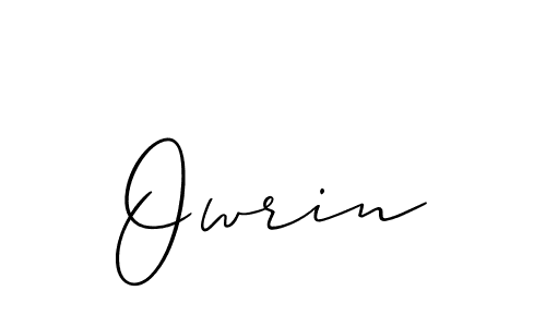 Use a signature maker to create a handwritten signature online. With this signature software, you can design (Allison_Script) your own signature for name Owrin. Owrin signature style 2 images and pictures png