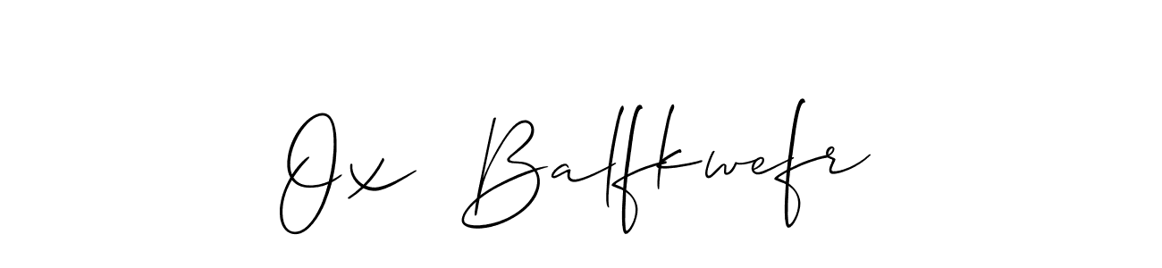 The best way (Allison_Script) to make a short signature is to pick only two or three words in your name. The name Ox  Balfkwefr include a total of six letters. For converting this name. Ox  Balfkwefr signature style 2 images and pictures png