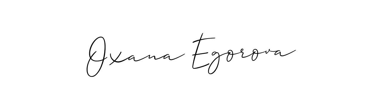 Make a short Oxana Egorova signature style. Manage your documents anywhere anytime using Allison_Script. Create and add eSignatures, submit forms, share and send files easily. Oxana Egorova signature style 2 images and pictures png