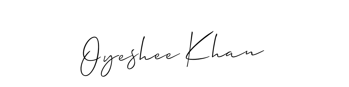 The best way (Allison_Script) to make a short signature is to pick only two or three words in your name. The name Oyeshee Khan include a total of six letters. For converting this name. Oyeshee Khan signature style 2 images and pictures png