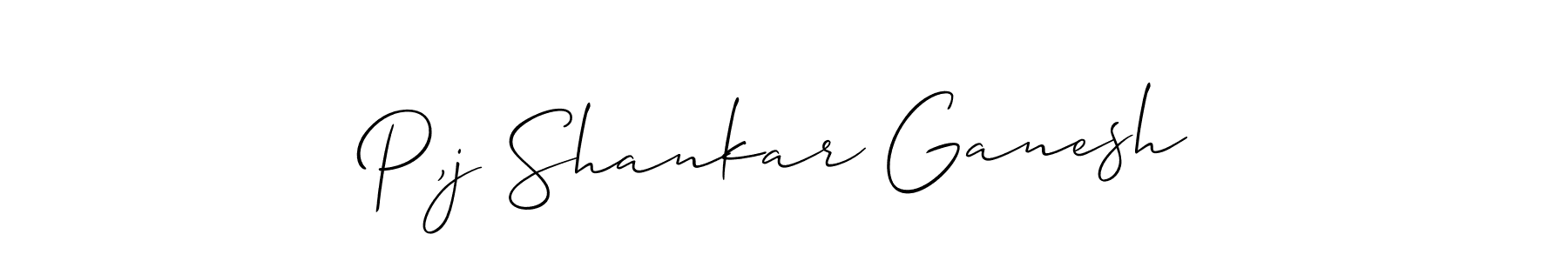 Design your own signature with our free online signature maker. With this signature software, you can create a handwritten (Allison_Script) signature for name P,j Shankar Ganesh. P,j Shankar Ganesh signature style 2 images and pictures png