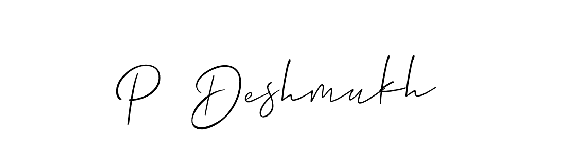 Allison_Script is a professional signature style that is perfect for those who want to add a touch of class to their signature. It is also a great choice for those who want to make their signature more unique. Get P  Deshmukh name to fancy signature for free. P  Deshmukh signature style 2 images and pictures png