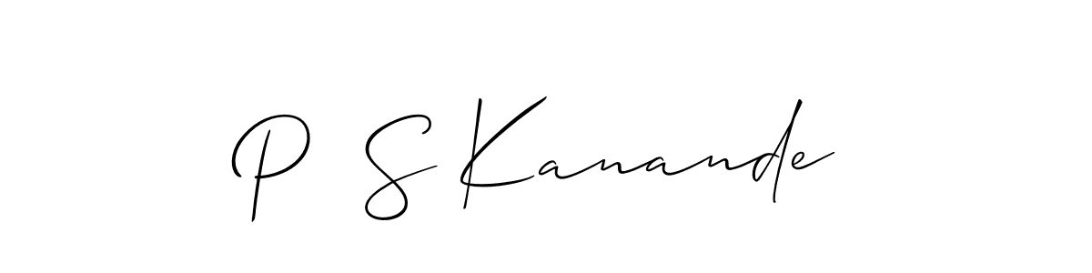 Similarly Allison_Script is the best handwritten signature design. Signature creator online .You can use it as an online autograph creator for name P  S Kanande. P  S Kanande signature style 2 images and pictures png