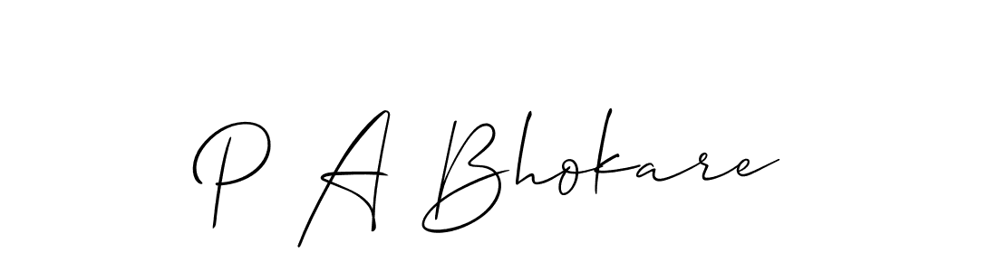 How to make P A Bhokare name signature. Use Allison_Script style for creating short signs online. This is the latest handwritten sign. P A Bhokare signature style 2 images and pictures png