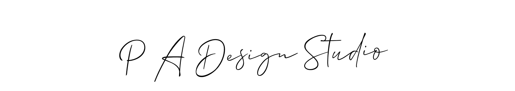 How to make P A Design Studio name signature. Use Allison_Script style for creating short signs online. This is the latest handwritten sign. P A Design Studio signature style 2 images and pictures png