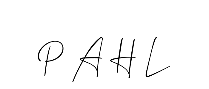 The best way (Allison_Script) to make a short signature is to pick only two or three words in your name. The name P A H L include a total of six letters. For converting this name. P A H L signature style 2 images and pictures png