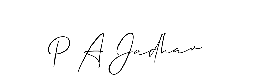 How to make P A Jadhav signature? Allison_Script is a professional autograph style. Create handwritten signature for P A Jadhav name. P A Jadhav signature style 2 images and pictures png