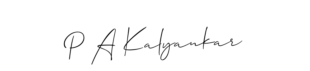 Make a short P A Kalyankar signature style. Manage your documents anywhere anytime using Allison_Script. Create and add eSignatures, submit forms, share and send files easily. P A Kalyankar signature style 2 images and pictures png