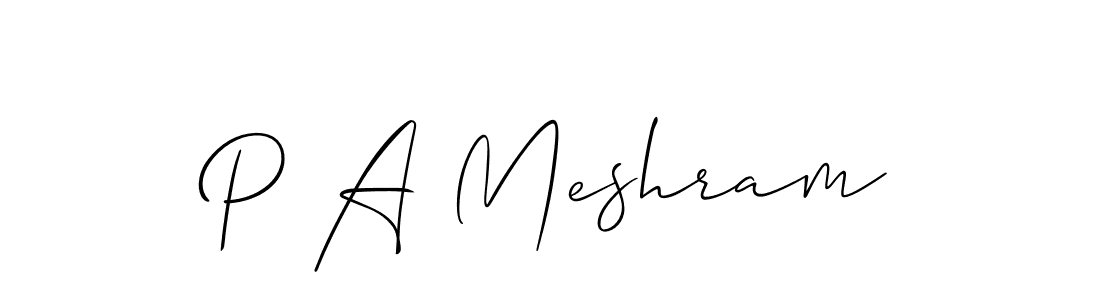 Create a beautiful signature design for name P A Meshram. With this signature (Allison_Script) fonts, you can make a handwritten signature for free. P A Meshram signature style 2 images and pictures png