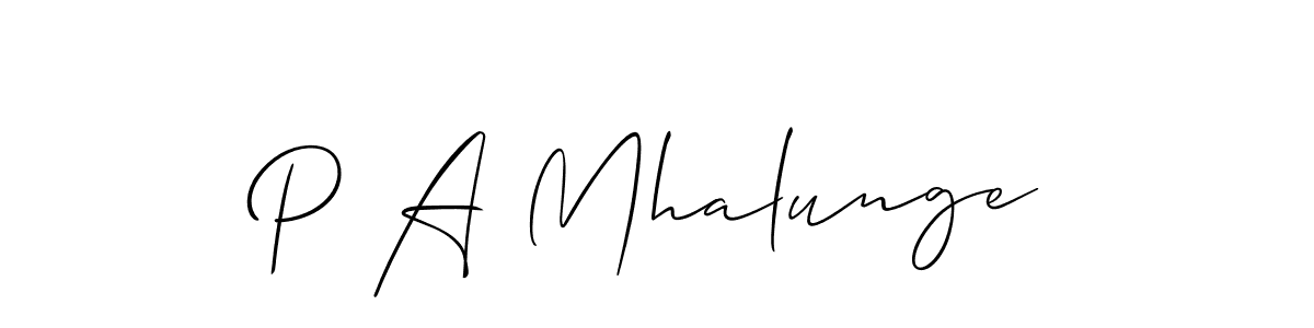 Also You can easily find your signature by using the search form. We will create P A Mhalunge name handwritten signature images for you free of cost using Allison_Script sign style. P A Mhalunge signature style 2 images and pictures png