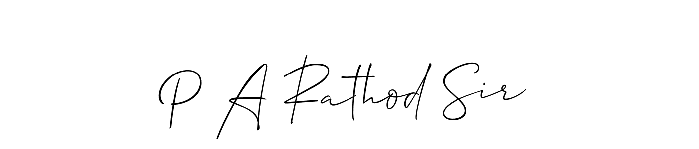 How to make P A Rathod Sir name signature. Use Allison_Script style for creating short signs online. This is the latest handwritten sign. P A Rathod Sir signature style 2 images and pictures png