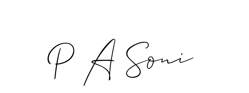 You can use this online signature creator to create a handwritten signature for the name P A Soni. This is the best online autograph maker. P A Soni signature style 2 images and pictures png