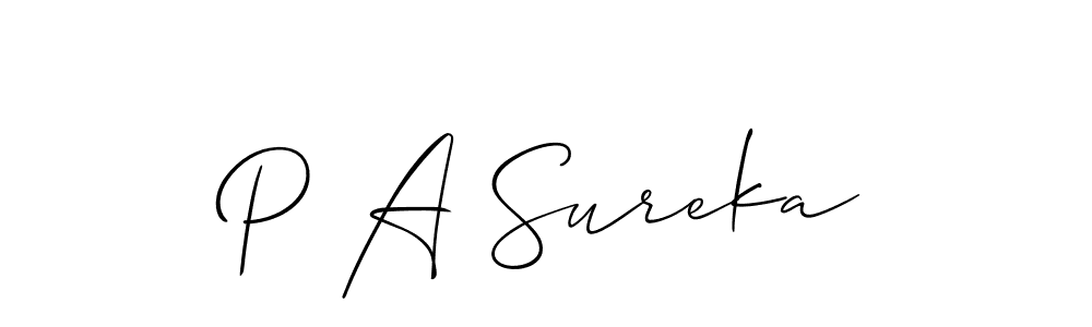 You can use this online signature creator to create a handwritten signature for the name P A Sureka. This is the best online autograph maker. P A Sureka signature style 2 images and pictures png