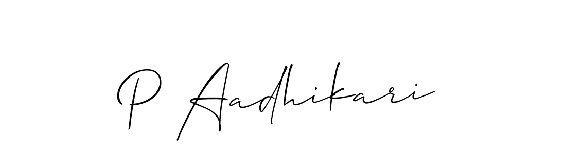 Create a beautiful signature design for name P Aadhikari. With this signature (Allison_Script) fonts, you can make a handwritten signature for free. P Aadhikari signature style 2 images and pictures png