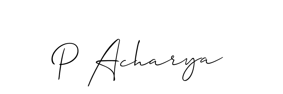 The best way (Allison_Script) to make a short signature is to pick only two or three words in your name. The name P Acharya include a total of six letters. For converting this name. P Acharya signature style 2 images and pictures png