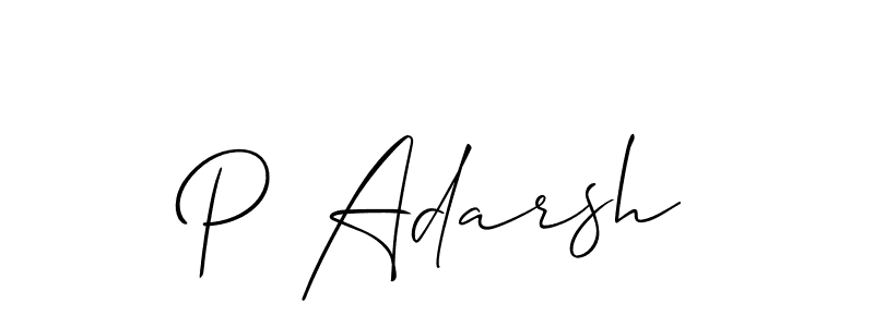 Similarly Allison_Script is the best handwritten signature design. Signature creator online .You can use it as an online autograph creator for name P Adarsh. P Adarsh signature style 2 images and pictures png