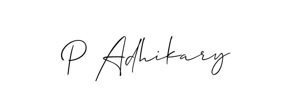 if you are searching for the best signature style for your name P Adhikary. so please give up your signature search. here we have designed multiple signature styles  using Allison_Script. P Adhikary signature style 2 images and pictures png