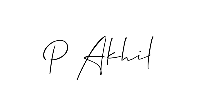 Also we have P Akhil name is the best signature style. Create professional handwritten signature collection using Allison_Script autograph style. P Akhil signature style 2 images and pictures png